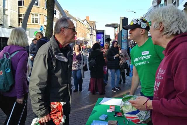 Volunteers asked Northampton shoppers to give them their single-use plastic so they could 'return it' to Tescos.