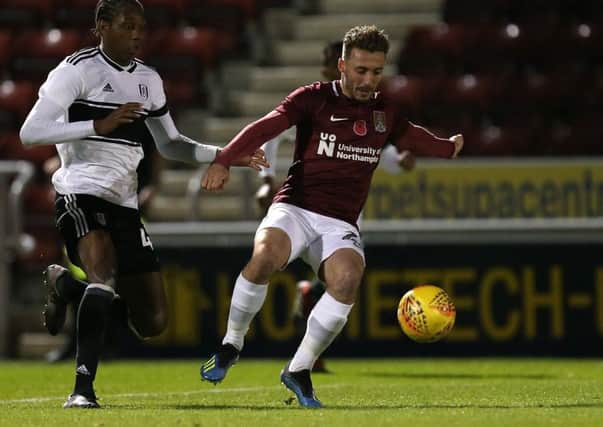 Joe Iaciafano is pictured during his only appearance for the Cobblers first team this season, in the Checkatrade Trophy win over Fulham U21s in November (Picture: Pete Norton)