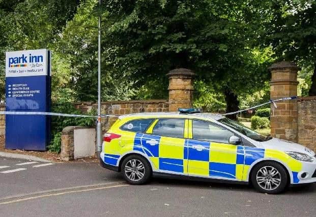The car park of the Park Inn was cordoned off by police