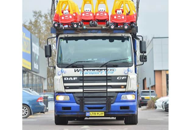 A truckload of the iconic toddler-sized hatchbacks by Little Tikes was delivered to the Smyths Toy Store at Nene Valley Retail Park.