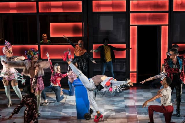 Layton Williams (Jamie) and the cast of Everybody's Talking About Jamie at the Apollo Theatre. Photo credit Johan Perrson.