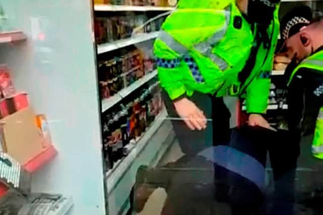 The officers were videoed kneeing Geoff more than six times before they cuffed him.