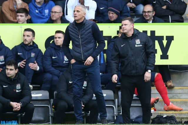 Keith Curle with assistant Colin West. Picture: Pete Norton/Getty Images