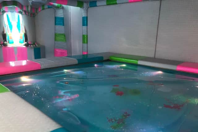 The ocean-theme fun rooms are filled with lights, colours and unique play equipment - like this giant water bed to bounce on.
