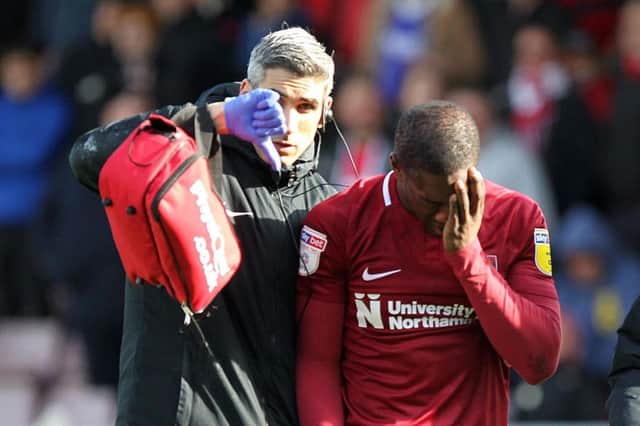 Marvin Sordell was forced off with a head injury on Saturday. Picture: Sharon Lucey