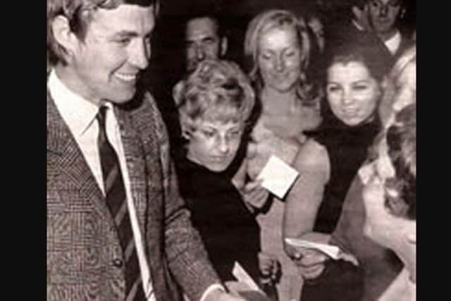 Sixties TV and radio star Simon Dee at the launch night of Shades nightclub in 1969