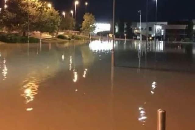 This picture shows the aftermath of the flash flooding at the school in Wooldale Road.