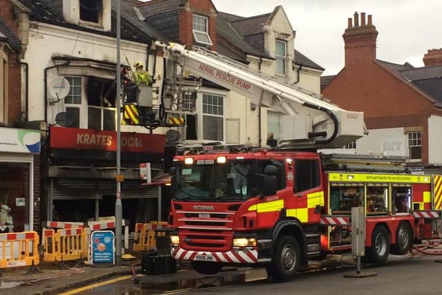 Fire crews at the scene of the fire this morning in Kingsley Park Terrace