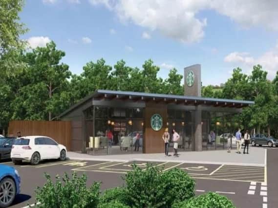 An artist's impression of how the new Starbucks drive-thru will look
