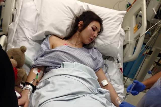 Kady in her hospital bed back in 2015.