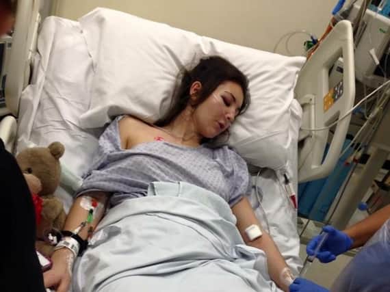 Kady in her hospital bed back in 2015.