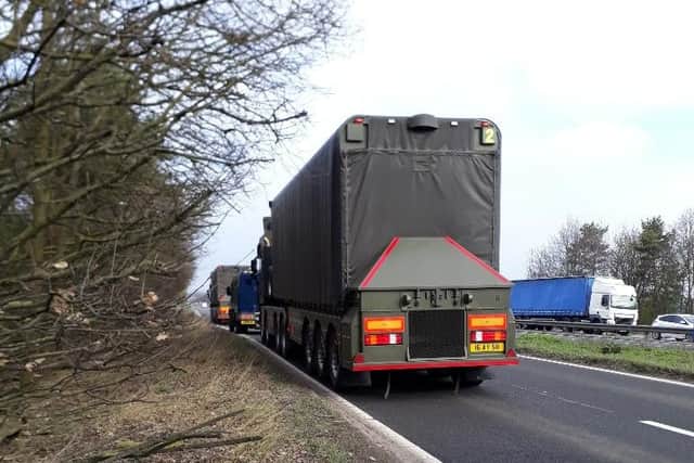 The convoy headed north along the A43 passing Brackley and Towcester.