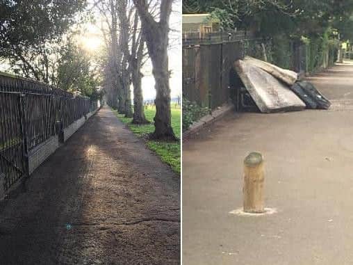 The same spot in Northampton, less than 24 hours apart.