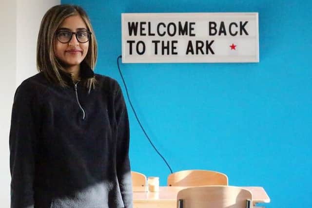 Events manager Hema Patel promotes an all-vegan menu at the cafe.