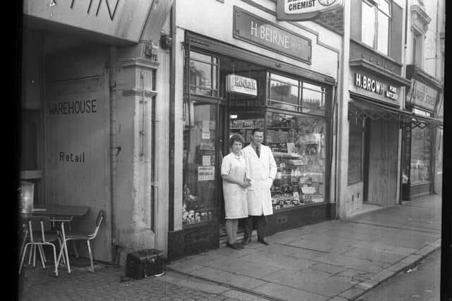 Chemist shop, H Bierne in the now demolished Wellington Place parade of shops, off Barrack Road, in Northampton, July 19, 1967