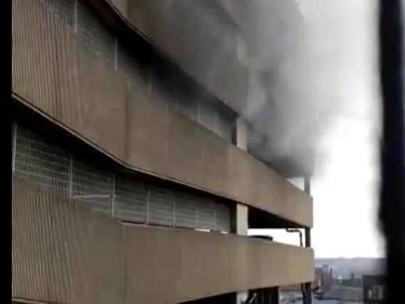 Smoke was seen billowing out of the Grosvenor's Centre car park.