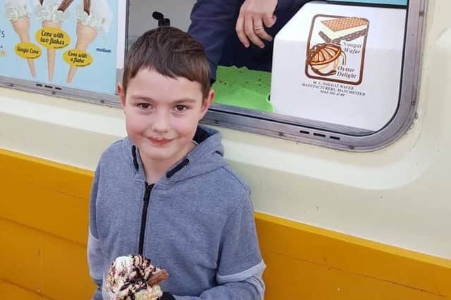 The little boy from Duston was left feeling really happy on Sunday after Gallones called round to cheer him up.