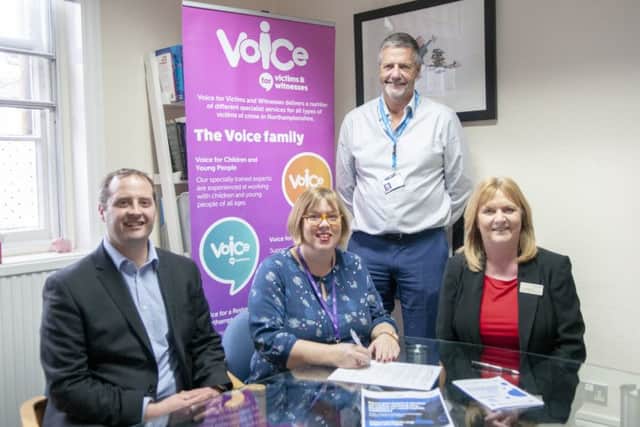 From left, KGH Director of Human Resources and Organisational Development, Mark Smith, Chief Executive of Voice, Fiona Campbell, Chairman of NGH and KGH, Alan Burns, and Director of Workforce and Transformation at NGH, Janine Brennan
