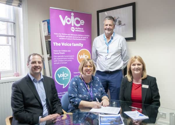 From left, KGH Director of Human Resources and Organisational Development, Mark Smith, Chief Executive of Voice, Fiona Campbell, Chairman of NGH and KGH, Alan Burns, and Director of Workforce and Transformation at NGH, Janine Brennan