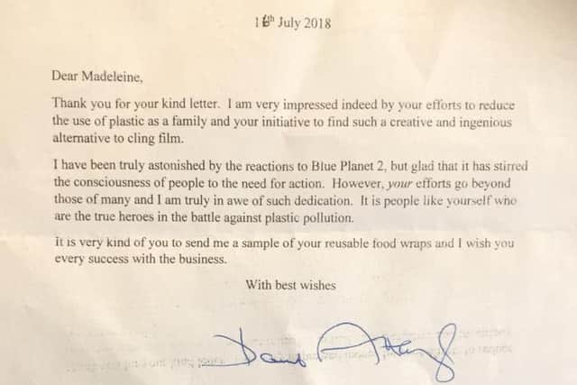 Here read's Sir David Attenborough's personal letter to the Willis family commending them on their hard work and efforts to reduce plastic use.