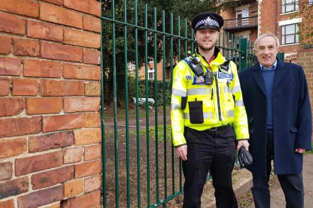 PCSO James Wetherall and councillor Les Marriott have been the driving force behind getting the fence installed.