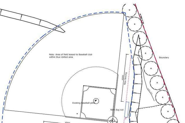 The plan would build two concrete dugouts and a 24m fence on the picth.