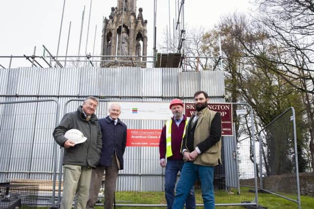 The first steps to repair Northampton's Eleanor Cross began today.