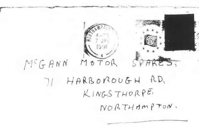 The letter sent to the McGann household in 1991.