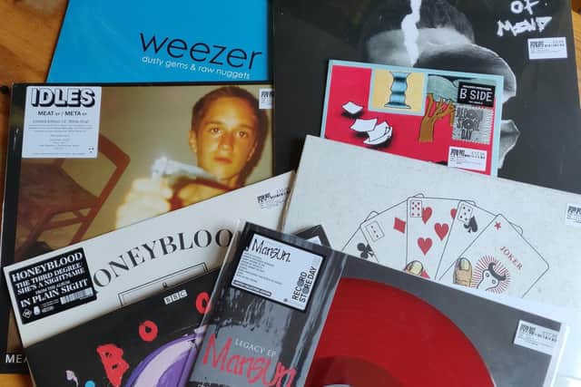 A selection fo some of the rare vinyls on offer this year, including The Prodigy, Idles and the Mighty Boosh.