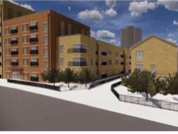 Proposed view along Horse Market towards Castle Street, via pedestrian link. Picture credit: Architects Baily Garner.