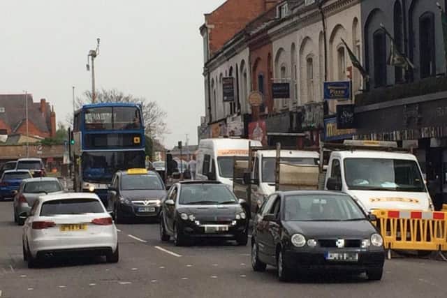 A set of temporary traffic lights has been causing congestion in Northampton town centre.