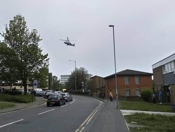 An air ambulance was seen leaving the road at around 3.45pm.