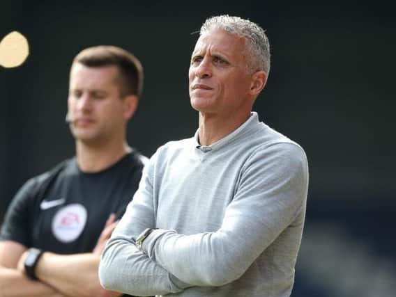 Keith Curle watches on at Gigg Lane. Picture: Pete Norton
