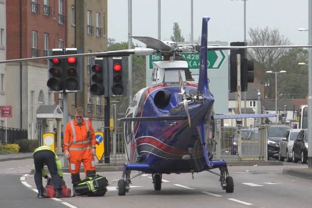 An air ambulance landed in Horse Market shortly after the man fell. Medics were sadly unable to save him.