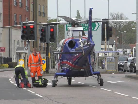 An air ambulance landed in Horse Market shortly after the man fell. Medics were sadly unable to save him.