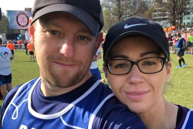 Ben Adams, pictured with wife Kat, who will run for MIND in memory of Les, his father and landlord of the White Horse pub in Silverstone. Ben wants more people to talk about what they're going through - https://bit.ly/2USquIU