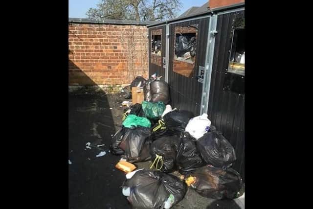A resident's photo of Woodstock's communal bins one morning.