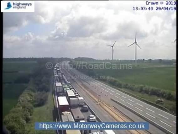 The scene at just after 1pm shot by an M1 camera positioned near Roade