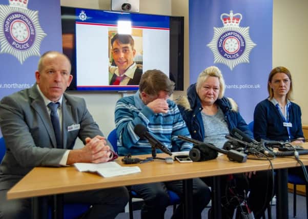 Shane's parents Ian and Caroline Fox (centre) issued an emotional appeal in December for information about their son's murder.