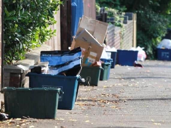 The recycling containers have been replaced by clear sacks at some Far Cotton homes as part of a trial by Northampton Borough Council. Picture by Georgi Mabee