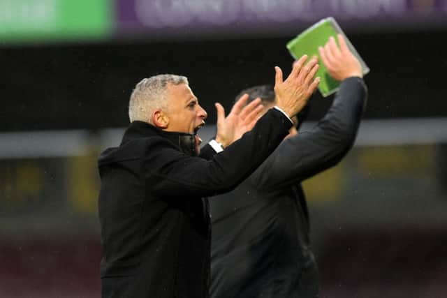Keith Curle enjoys the win over Oldham in October