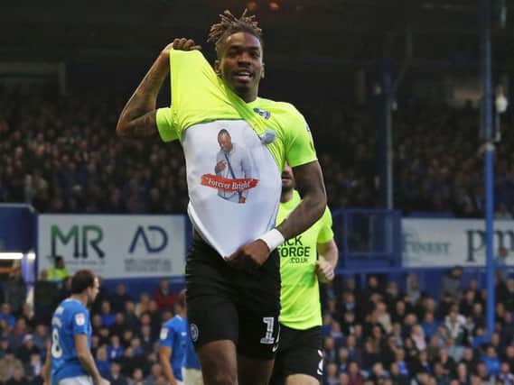 Ivan Toney, seen here celebrating his goal against Portsmouth, shared the racist Instagram posts he was sent via his Twitter account.