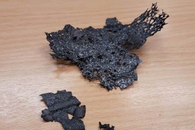 This chunk of ash from the fire was found in Kettering - nine miles away.