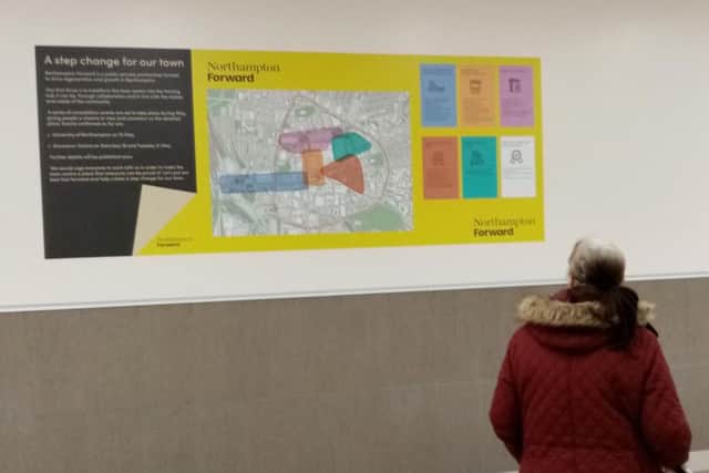 A new posted detailing the 25m plan for the town has been posted outside Boots in the Grosvenors Centre.