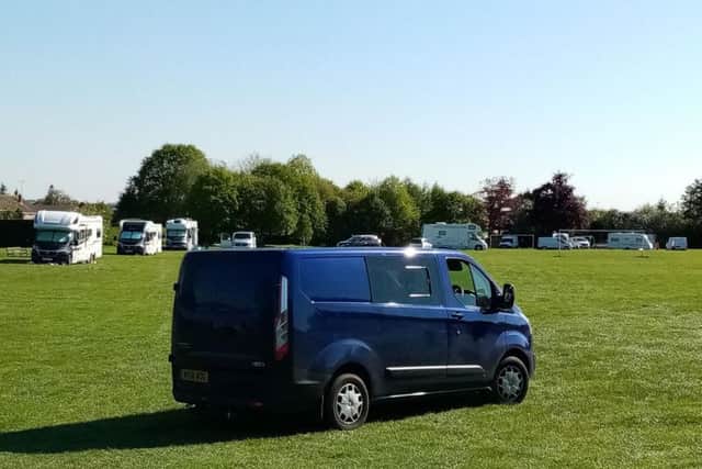 An encampment of caravans and vans has been spotted on Errington Park.