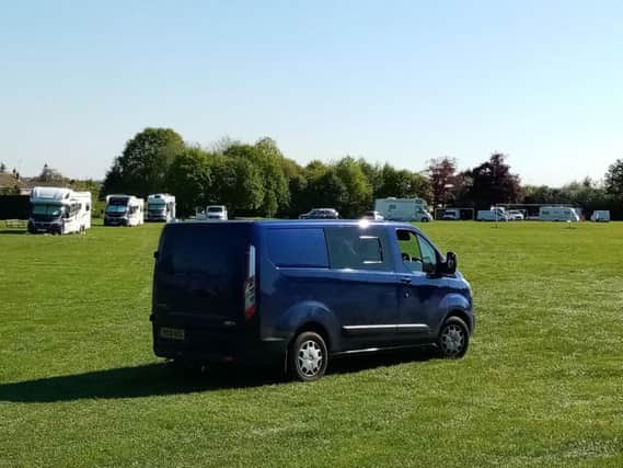 An encampment of caravans and vans has been spotted on Errington Park.