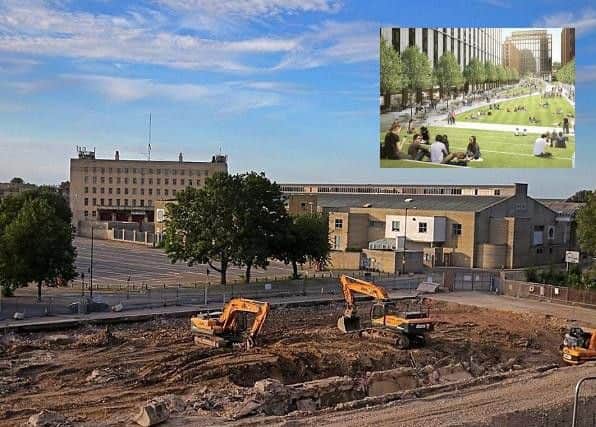 Greyfriars could be transformed into a linear park with large apartment blocks either side, if Northampton Forward's vision for the town is realised.