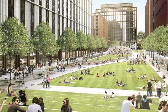 An artist's impression of the linear park on the Greyfriars site