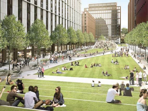 An artist's impression of the linear park on the Greyfriars site