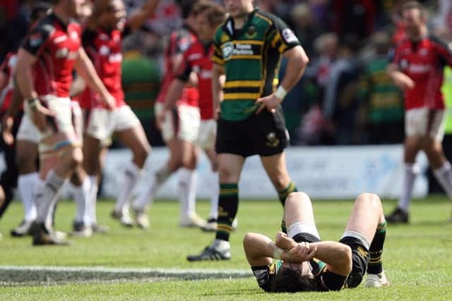 Soane Tonga'uiha and Brian Mujati scored for Saints, but they were edged out late on by Saracens as Glen Jackson's nerveless penalty won the game at Franklin's Gardens, leaving Ben Foden (pictured) and Co deflated.